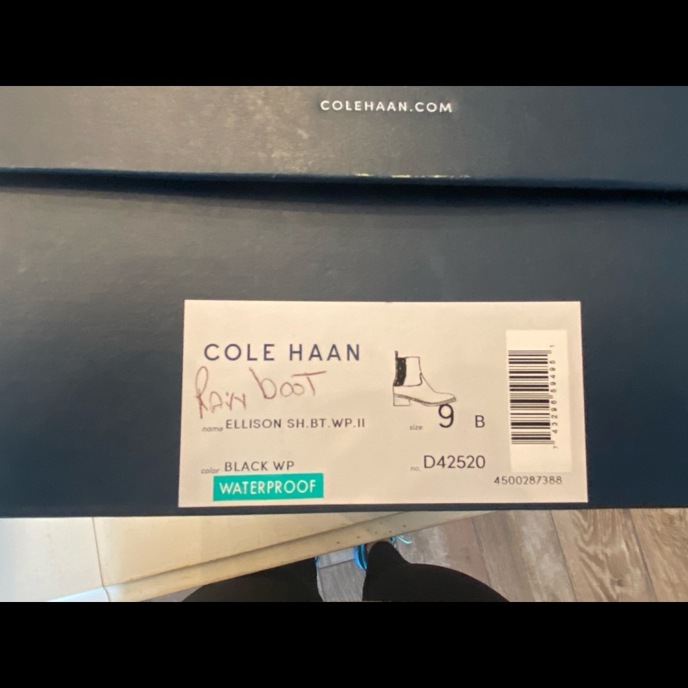 Cole Haan black rain boots womens size 9